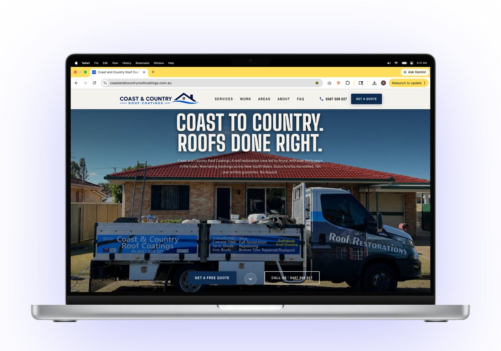 Coast & Country Roof Coatings website built by Pure Social
