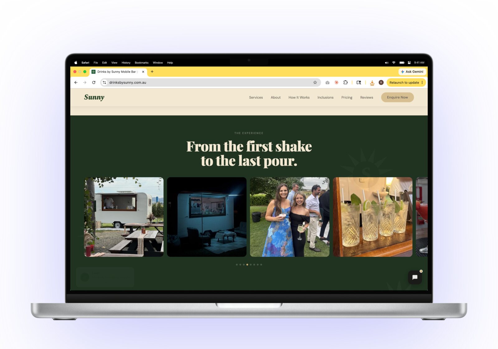Drinks by Sunny website built by Pure Social