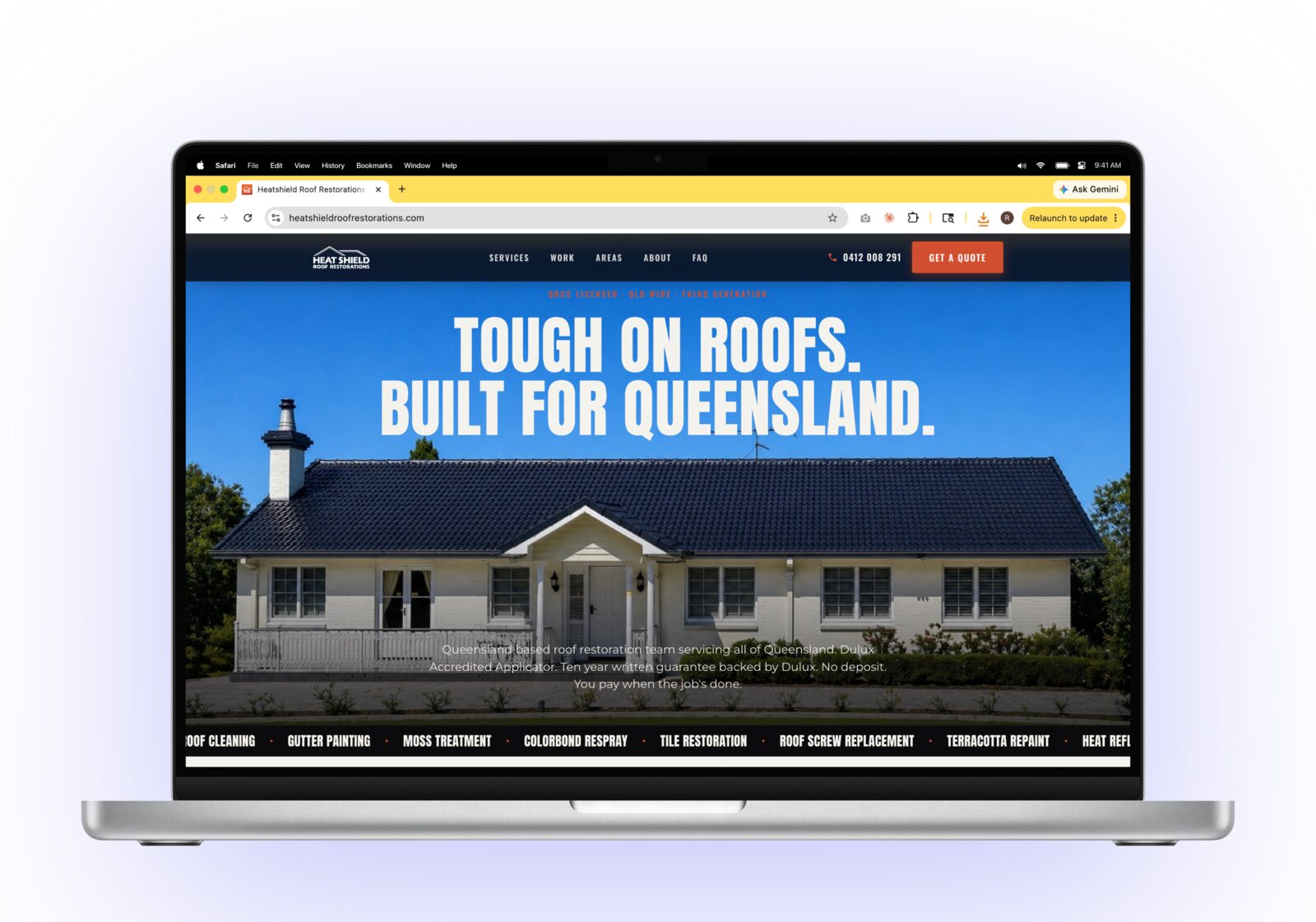 Heatshield Roof Restorations website built by Pure Social