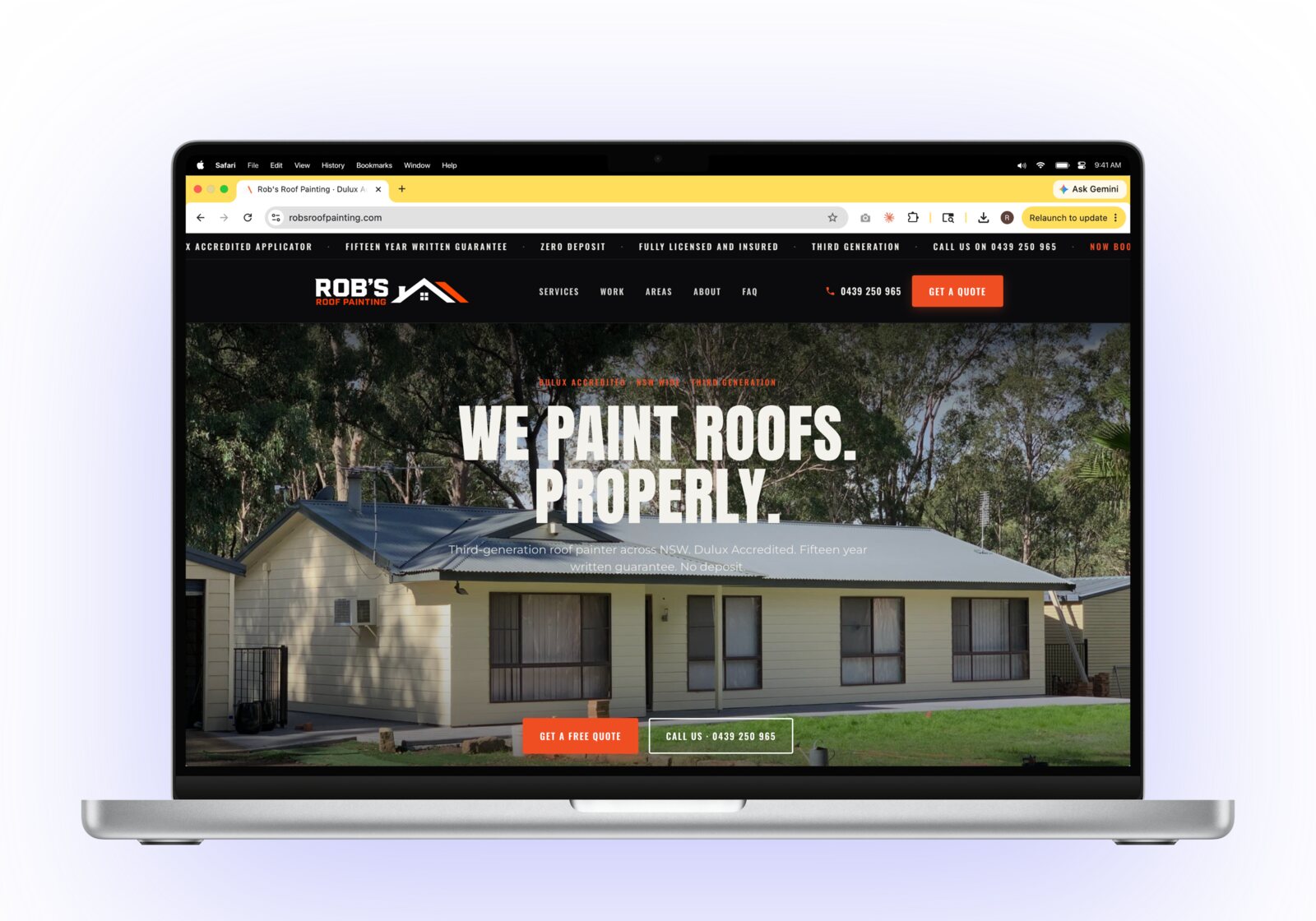 Rob's Roof Painting website built by Pure Social