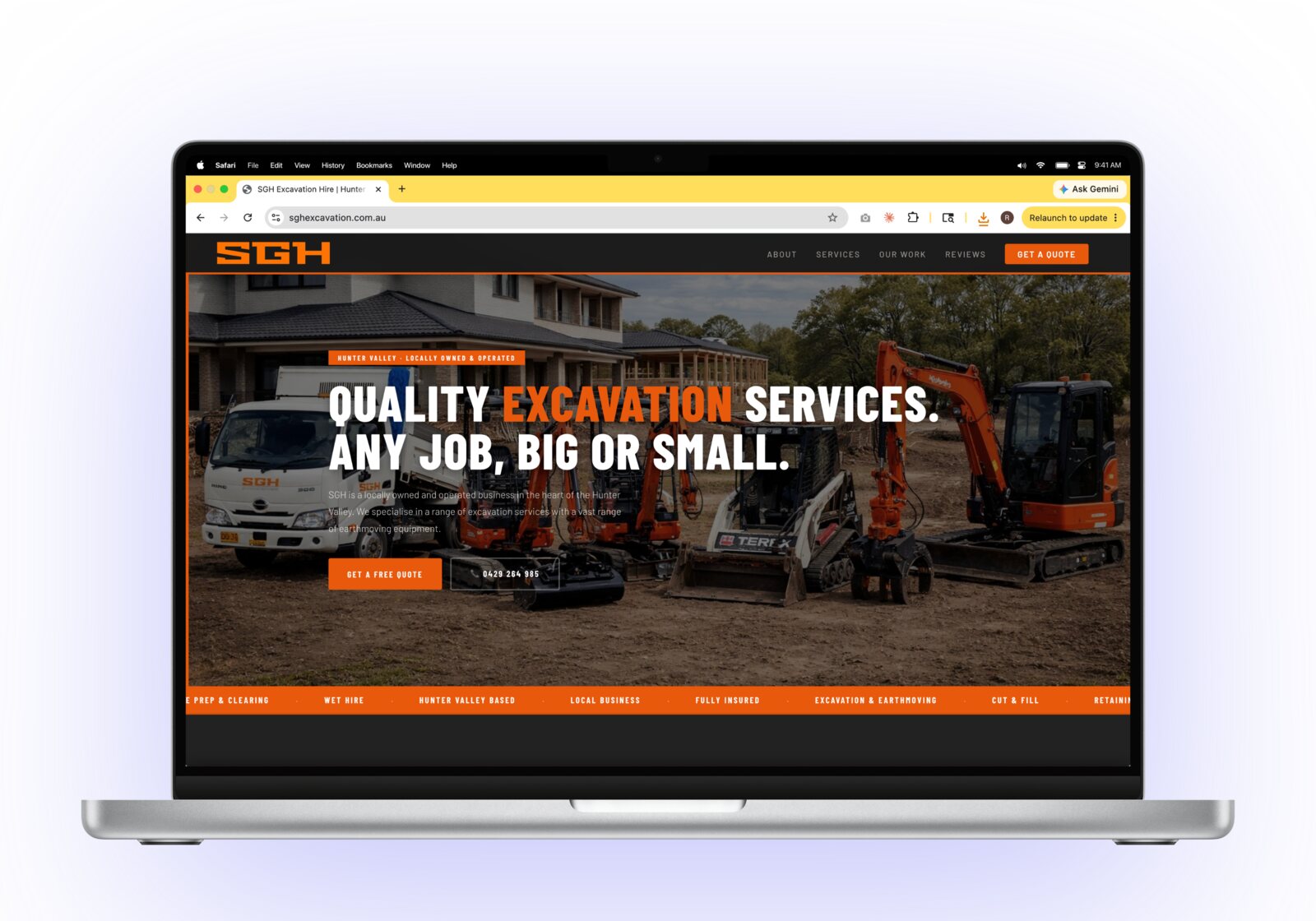 SGH Excavation website built by Pure Social