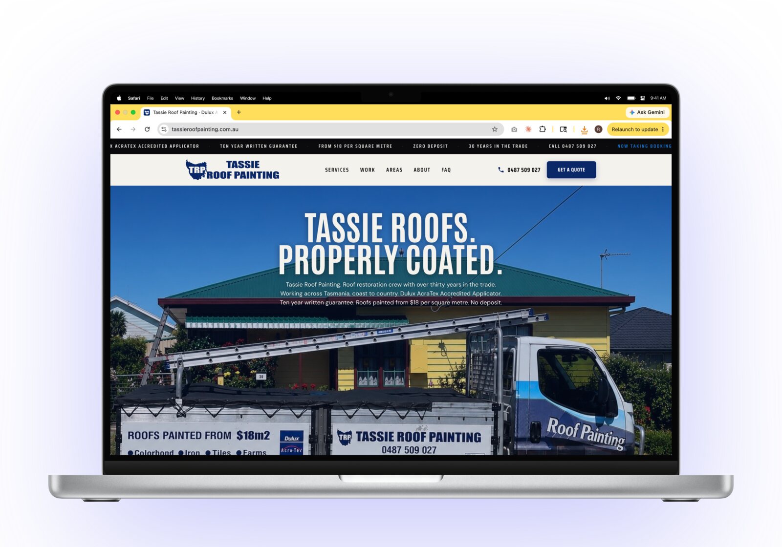 Tassie Roof Painting website built by Pure Social